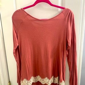 Pink top with lace trim